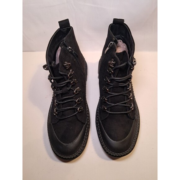 Chase + Chloe Size 6 Chelsey-1 Faux Suede Combat Boots Lace Up Black NIB - Picture 2 of 10
